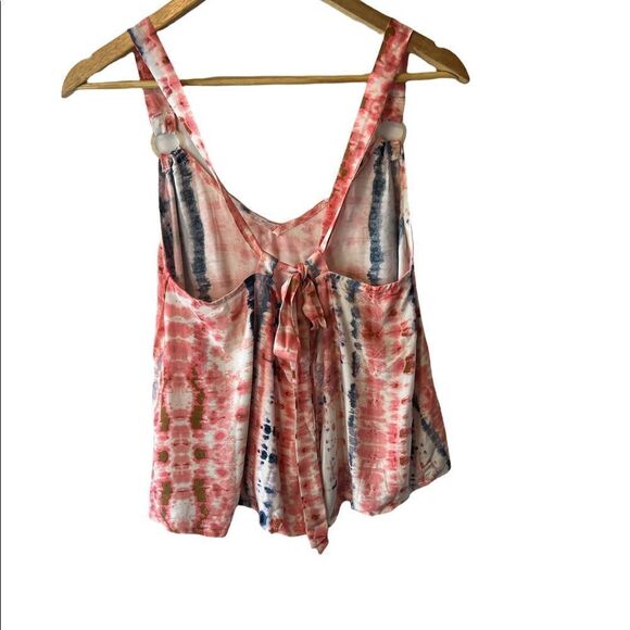 NWT SADIE & SAGE Tie Dye Coral Tie Back Tank Top - Picture 4 of 5